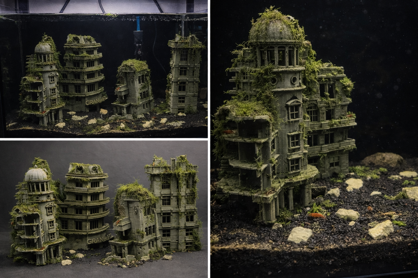 Submerged Ruins Aquarium Decor Set – 3D Printed Lost City (10 Gallon Ready)