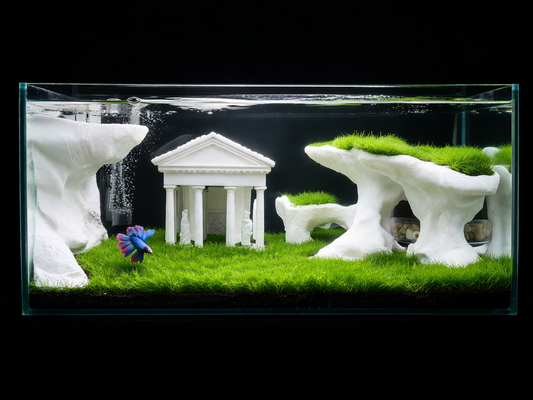 Modern Greek Temple Aquarium Set (Custom Aquascape – Betta Ready)