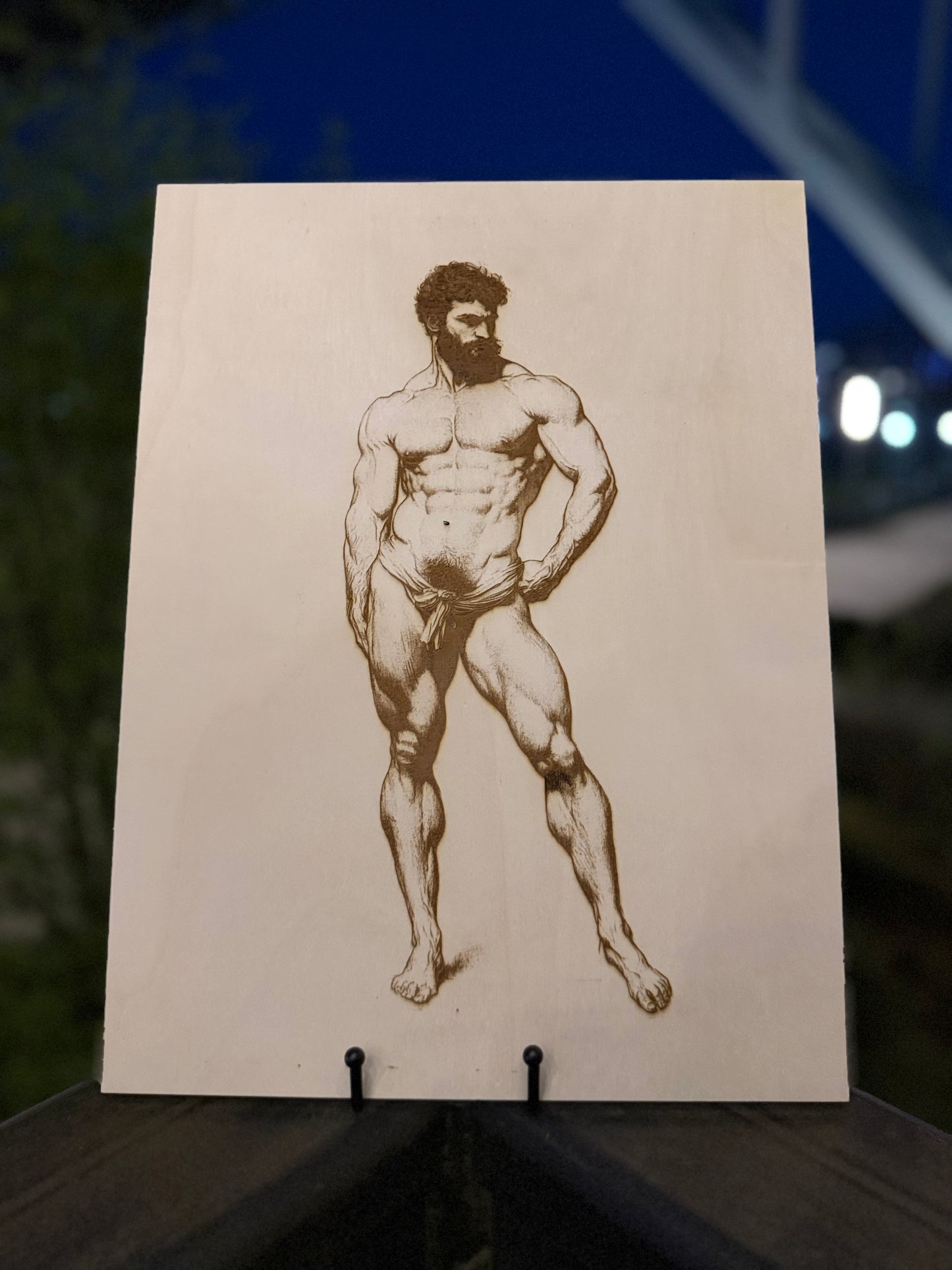 Set of 3 Wood Burned Male Physique Art | Minimalist Masculine Wall Decor | Handcrafted
