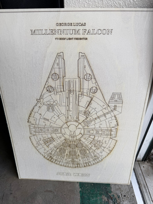 Millennium Falcon Laser Engraved￼
